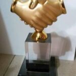 Giant Handshake Crystal Plaque