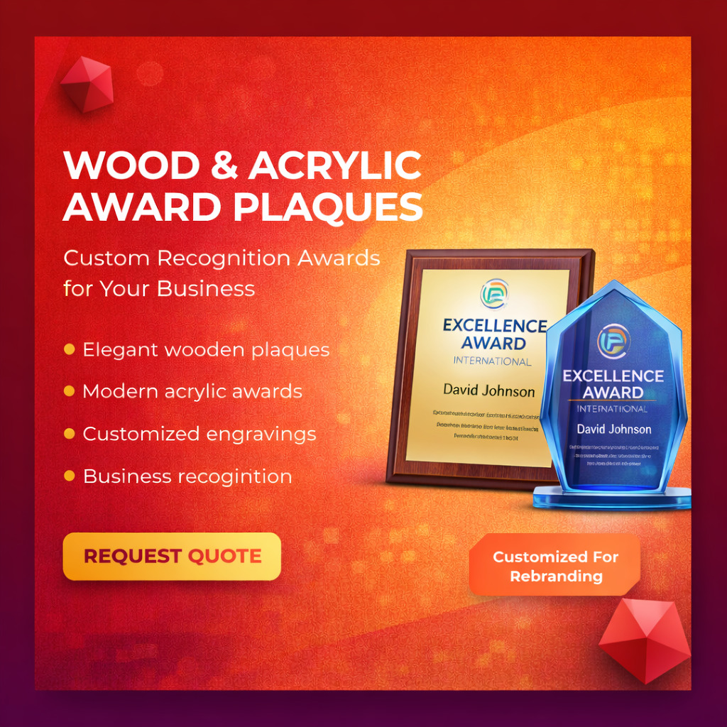 Custom wood and acrylic award plaques